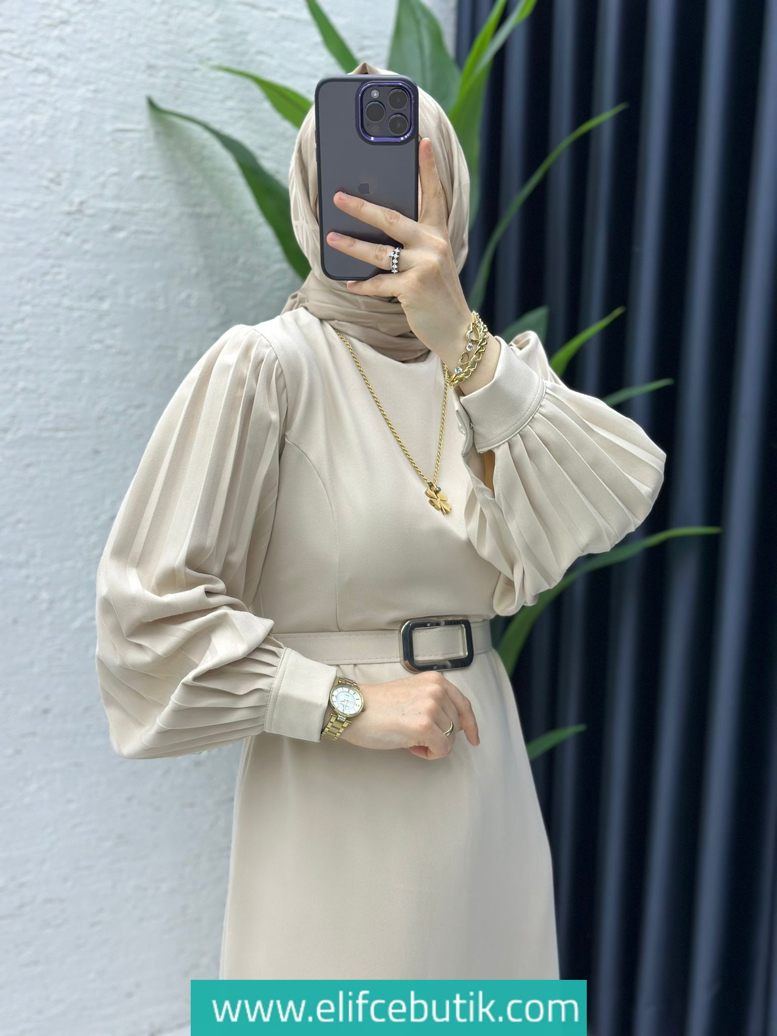 Dubai krep narin elbise - Görsel 6