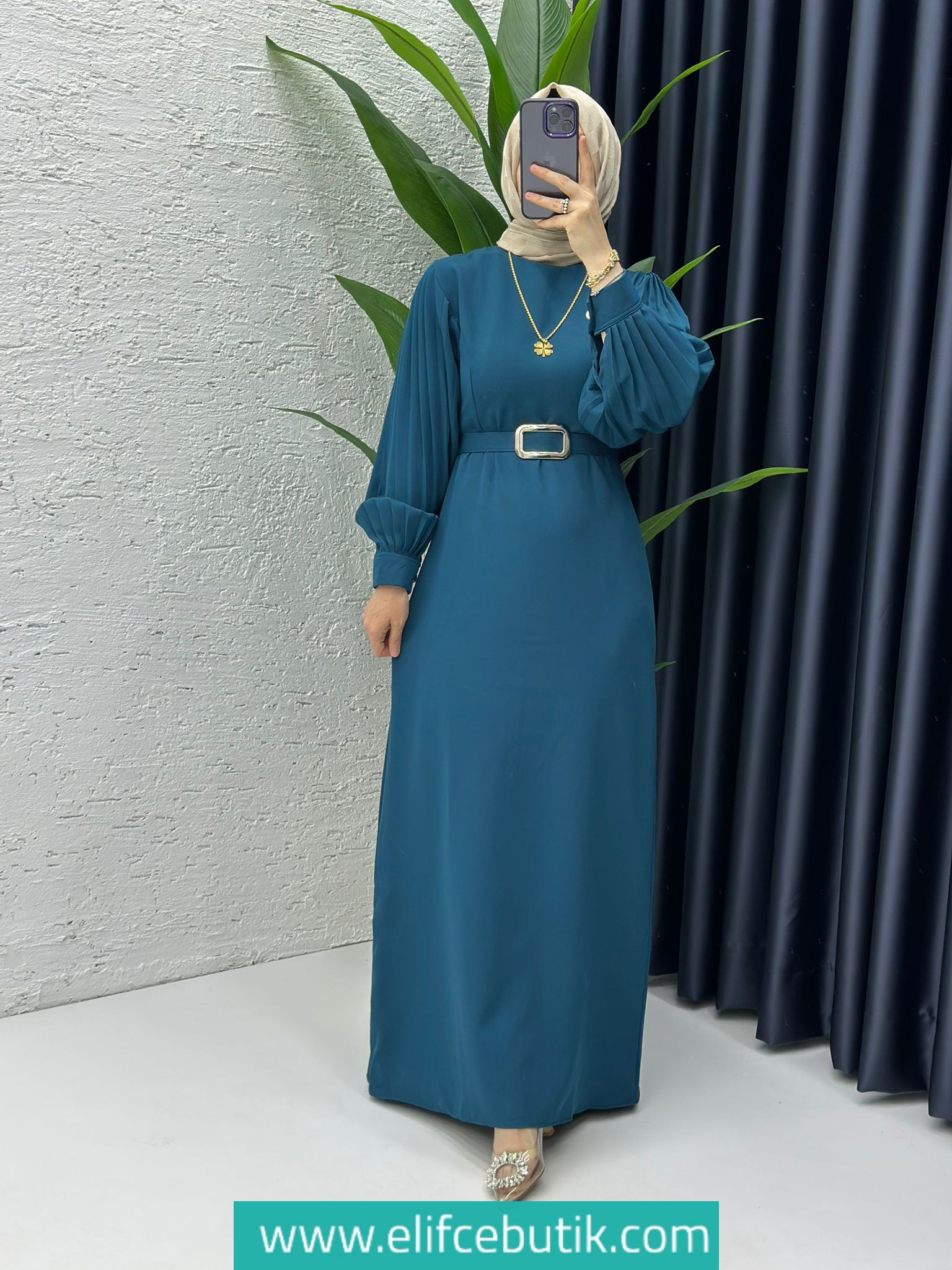 Dubai krep narin elbise - Görsel 7