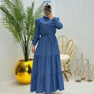 Tensel kot kumaş çilek elbise