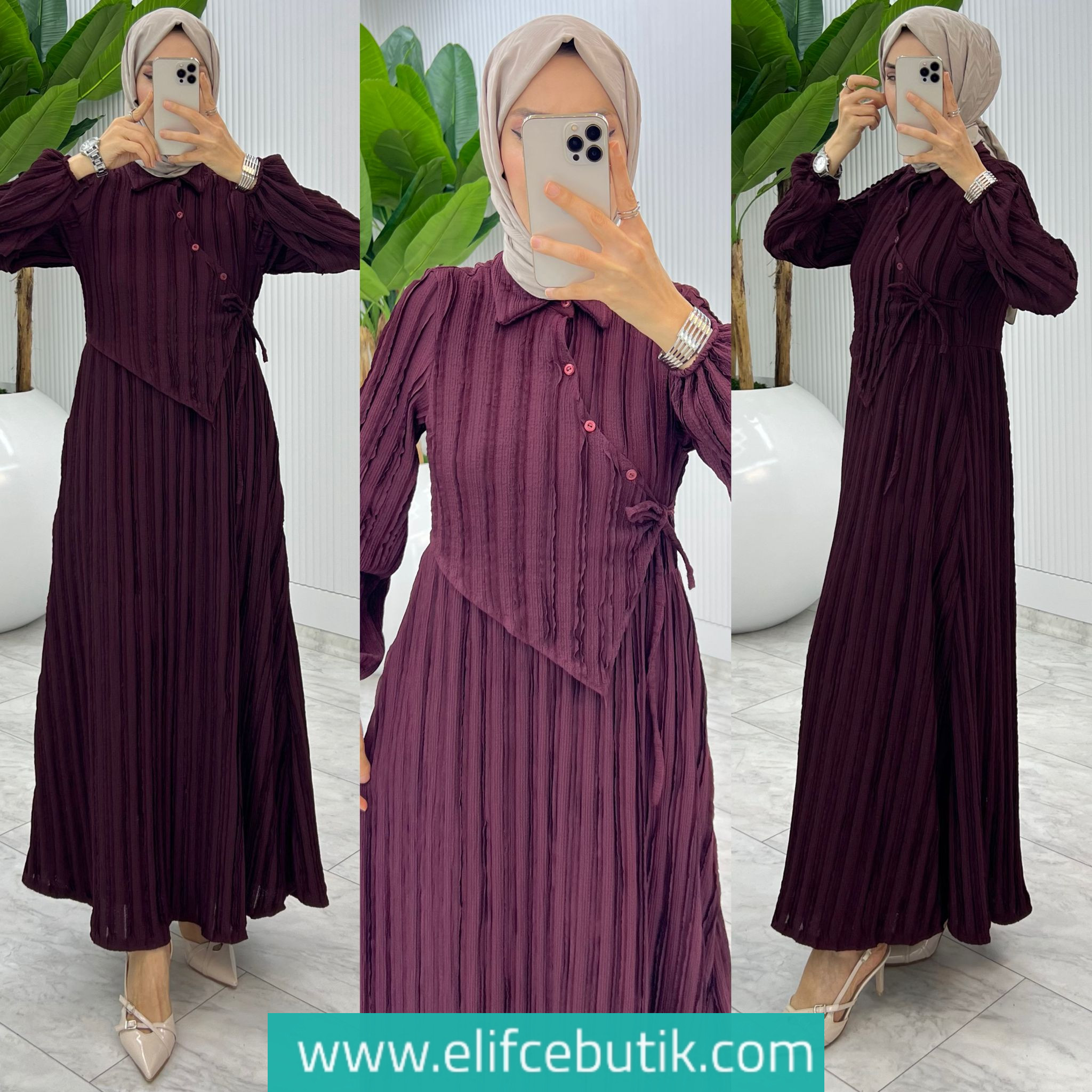 Fırfırlı kumaş Şehnaz elbise