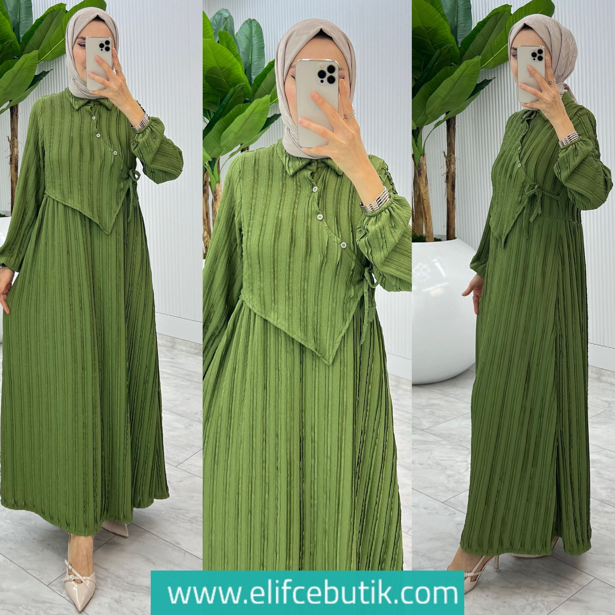Fırfırlı kumaş Şehnaz elbise - Görsel 5