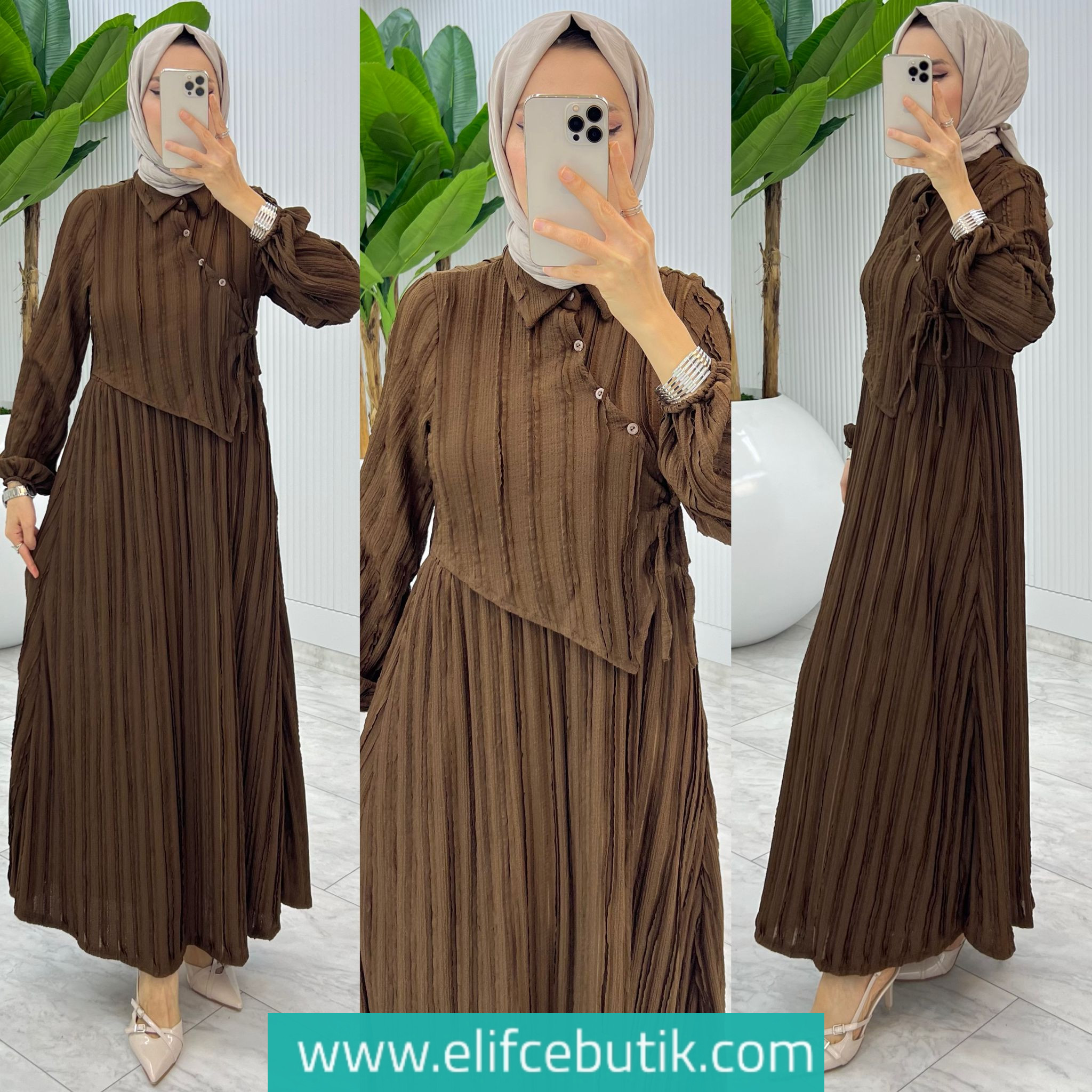 Fırfırlı kumaş Şehnaz elbise - Görsel 4