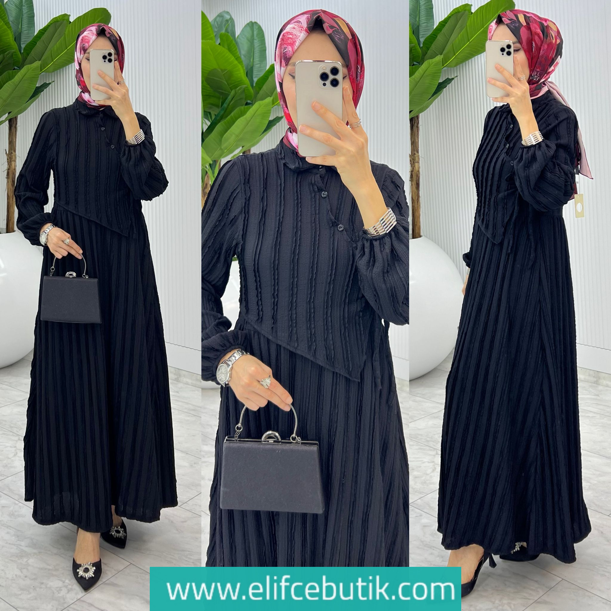 Fırfırlı kumaş Şehnaz elbise - Görsel 3