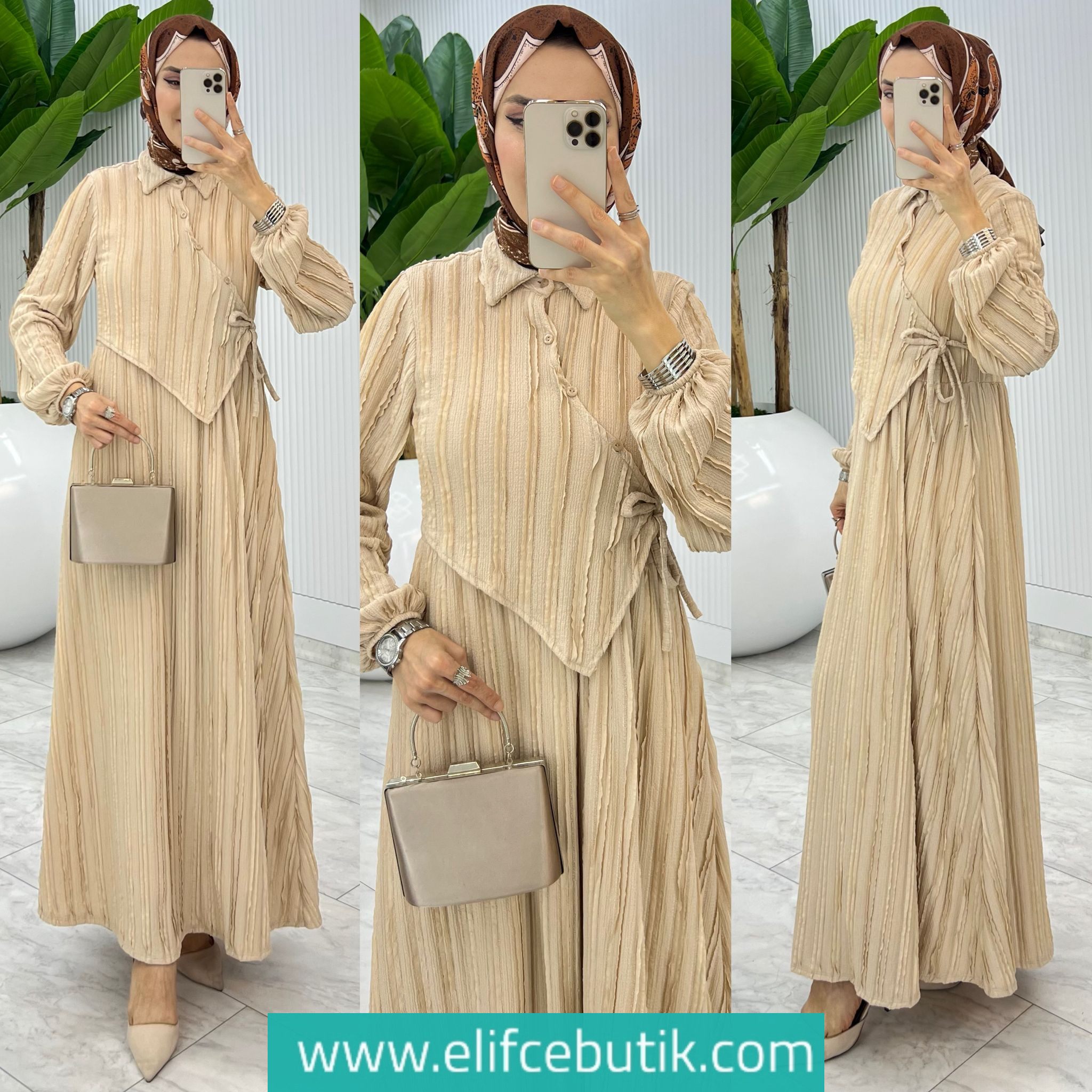 Fırfırlı kumaş Şehnaz elbise - Görsel 2