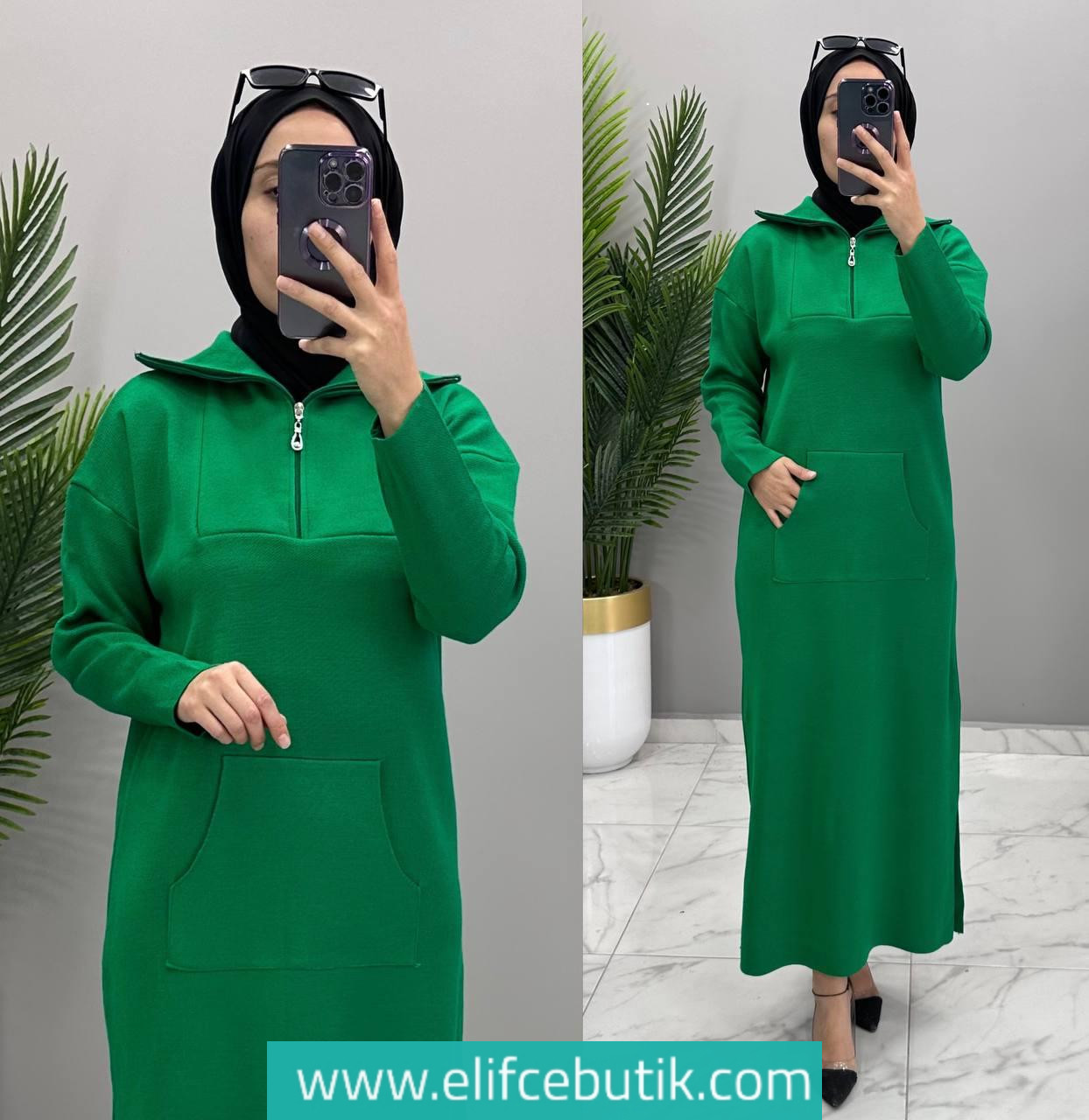 Triko kumaş Zehra elbise - Görsel 2