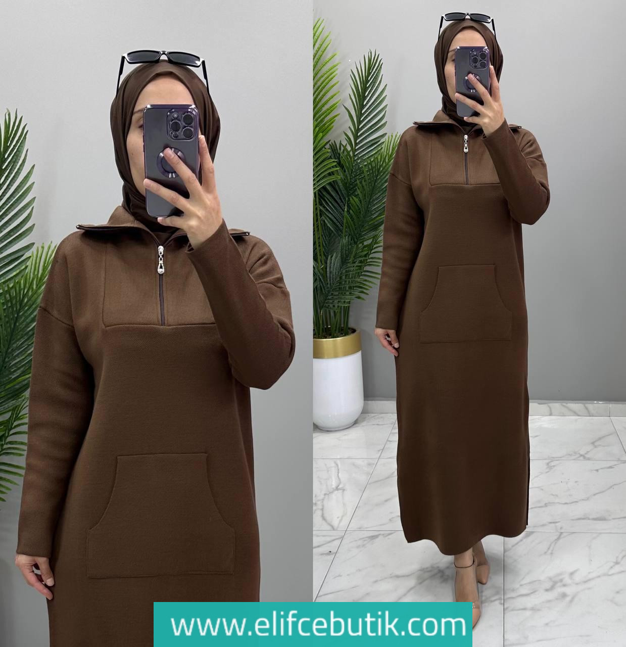 Triko kumaş Zehra elbise - Görsel 4