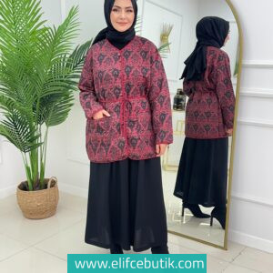 Kapitone etnik desenli ceket