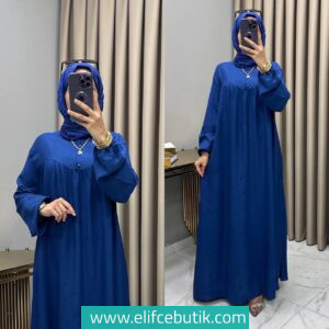 Robadan Düğmeli Viskon Elbise