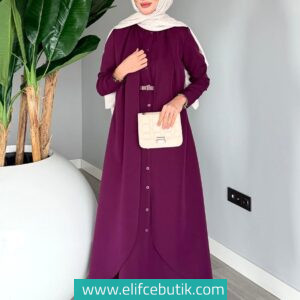 Kemerli pera ferace elbise