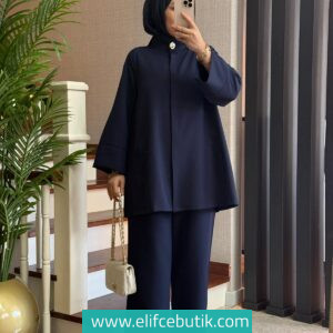 Auren Gold Düğme Detaylı Double Krep İkili Takım