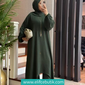 Şal Detaylı Asimetrik Üçlü Takım