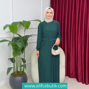 Sandy kumaş Nazlı piliseli elbise