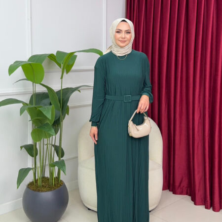 Sandy kumaş Nazlı piliseli elbise