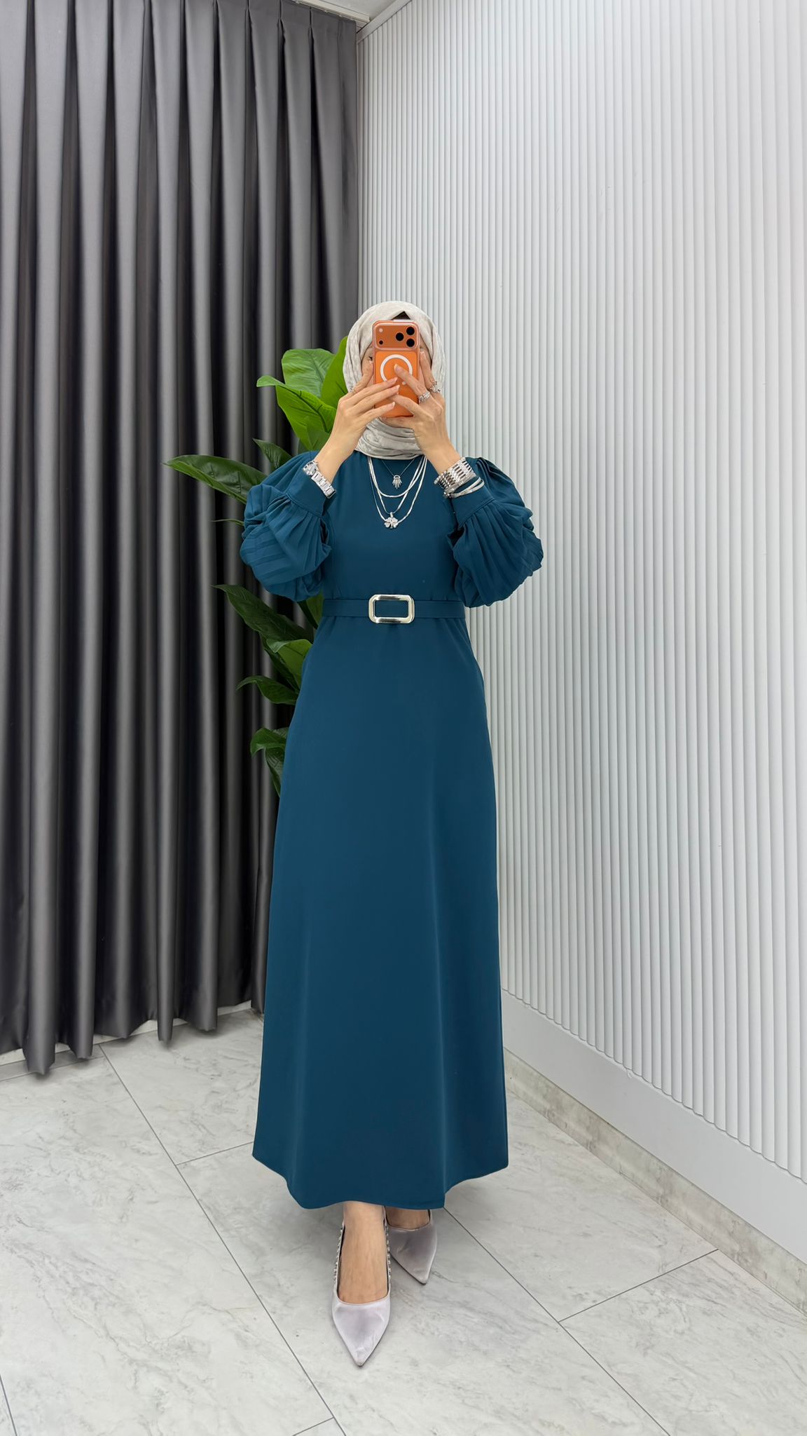 Dubai Krep Nisa Elbise - Görsel 11