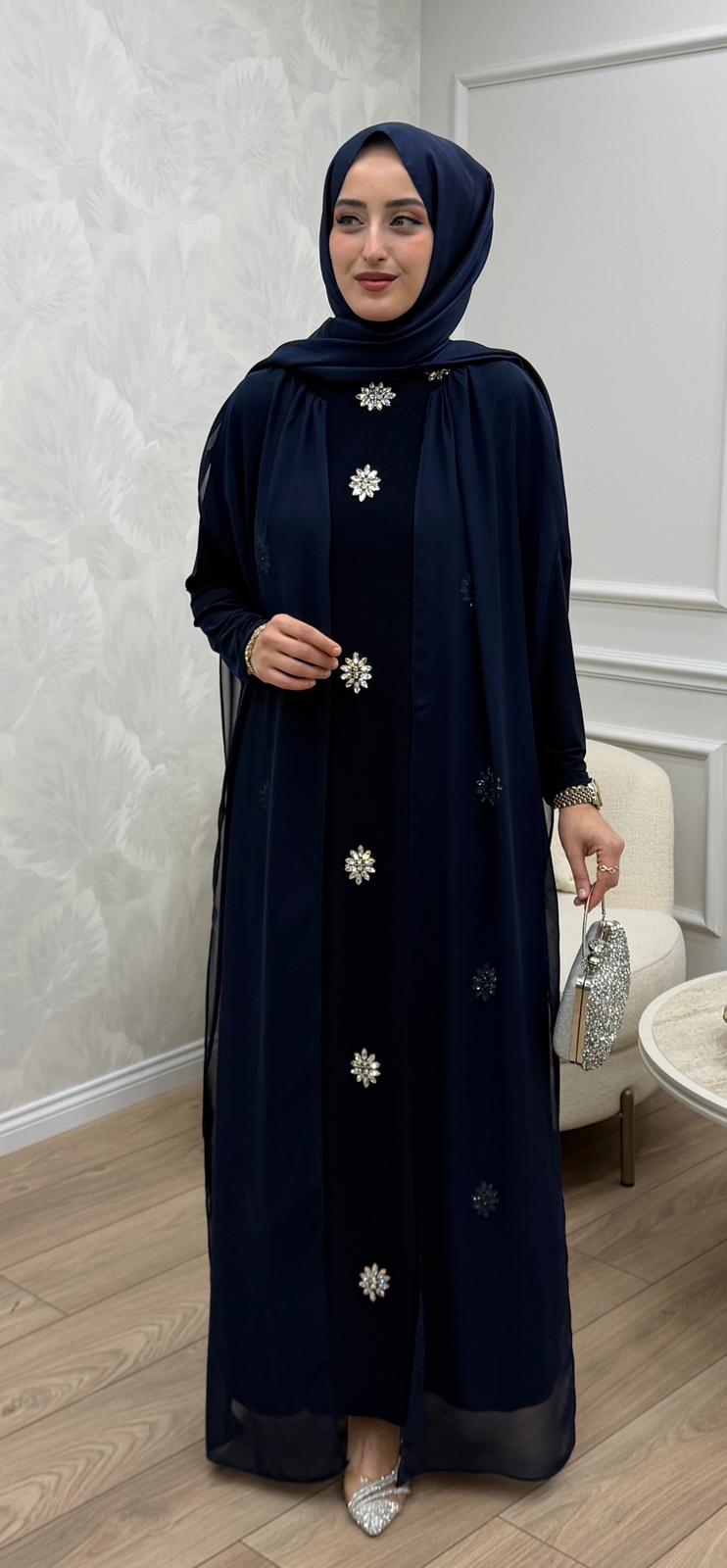 Lina Şifon Detaylı Taşlı Abiye - Görsel 4