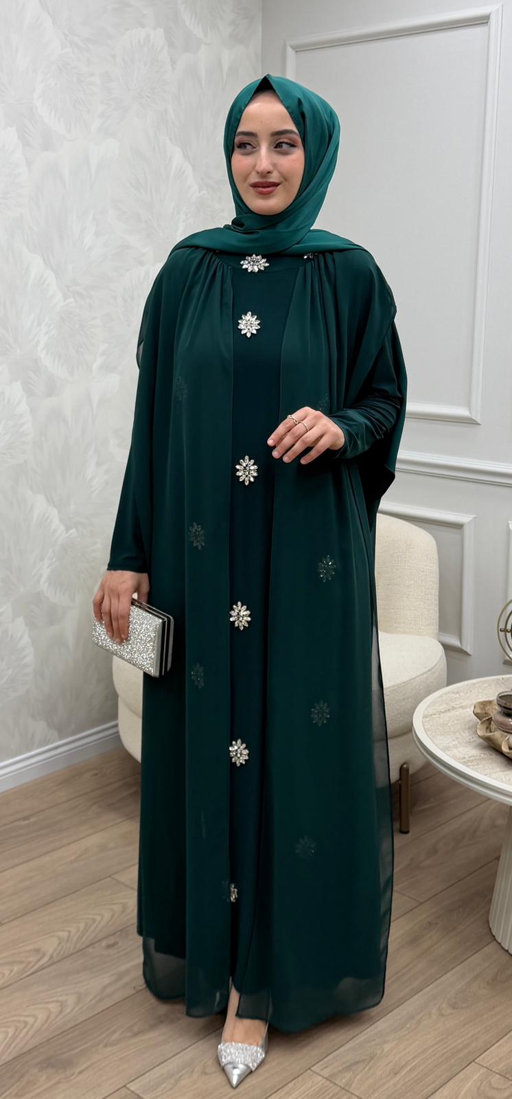 Lina Şifon Detaylı Taşlı Abiye - Görsel 7