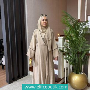 Solea Kruvaze Bağlamalı Keten Abaya