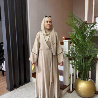 Solea Kruvaze Bağlamalı Keten Abaya