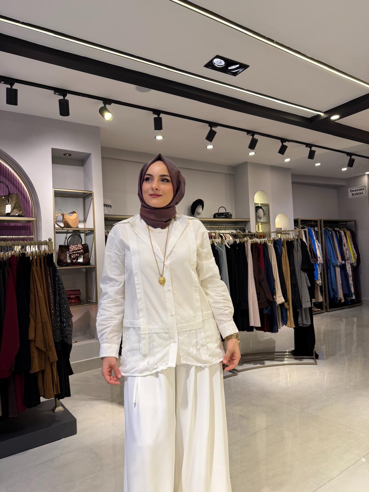Premium Dantel Nakış İşlemeli İthal Gömlek - Görsel 11
