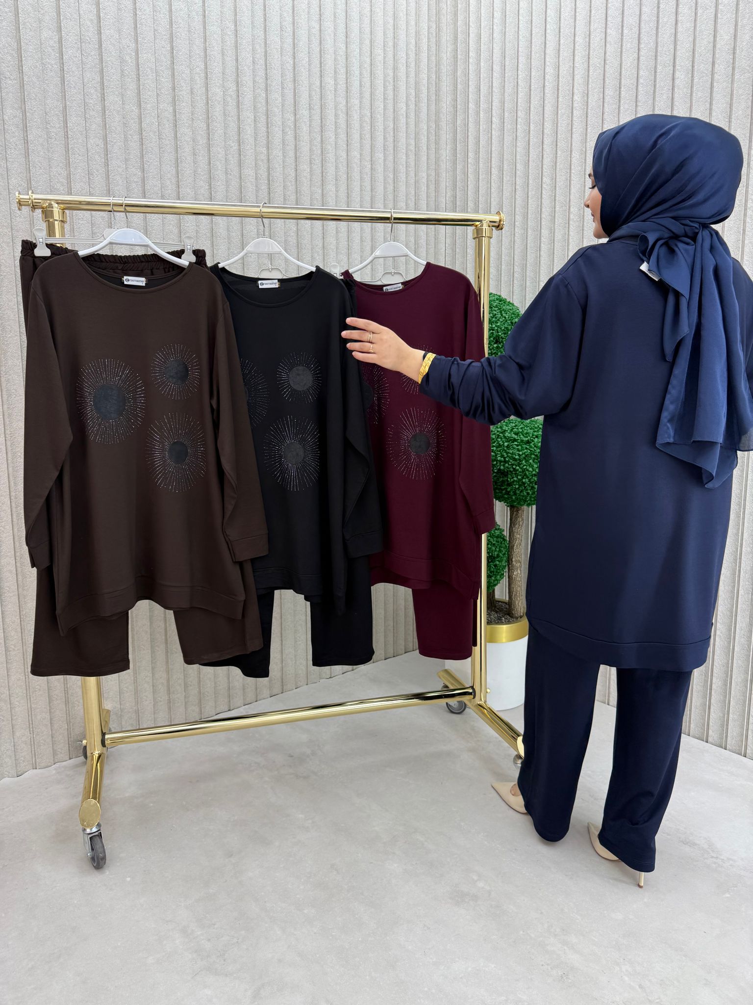 Büyük Beden Kristal Penye Fişek İkili Takım - Görsel 8