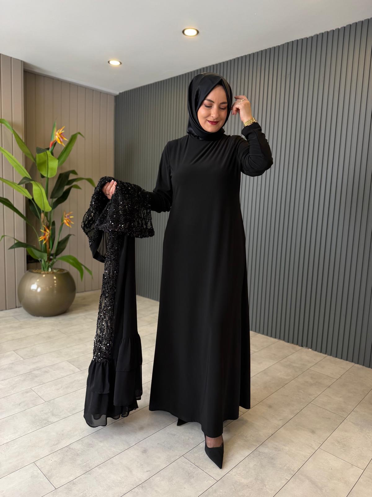Gülçin Pul Payet Tilda Kumaş Tesettür Abaya Takım - Görsel 2