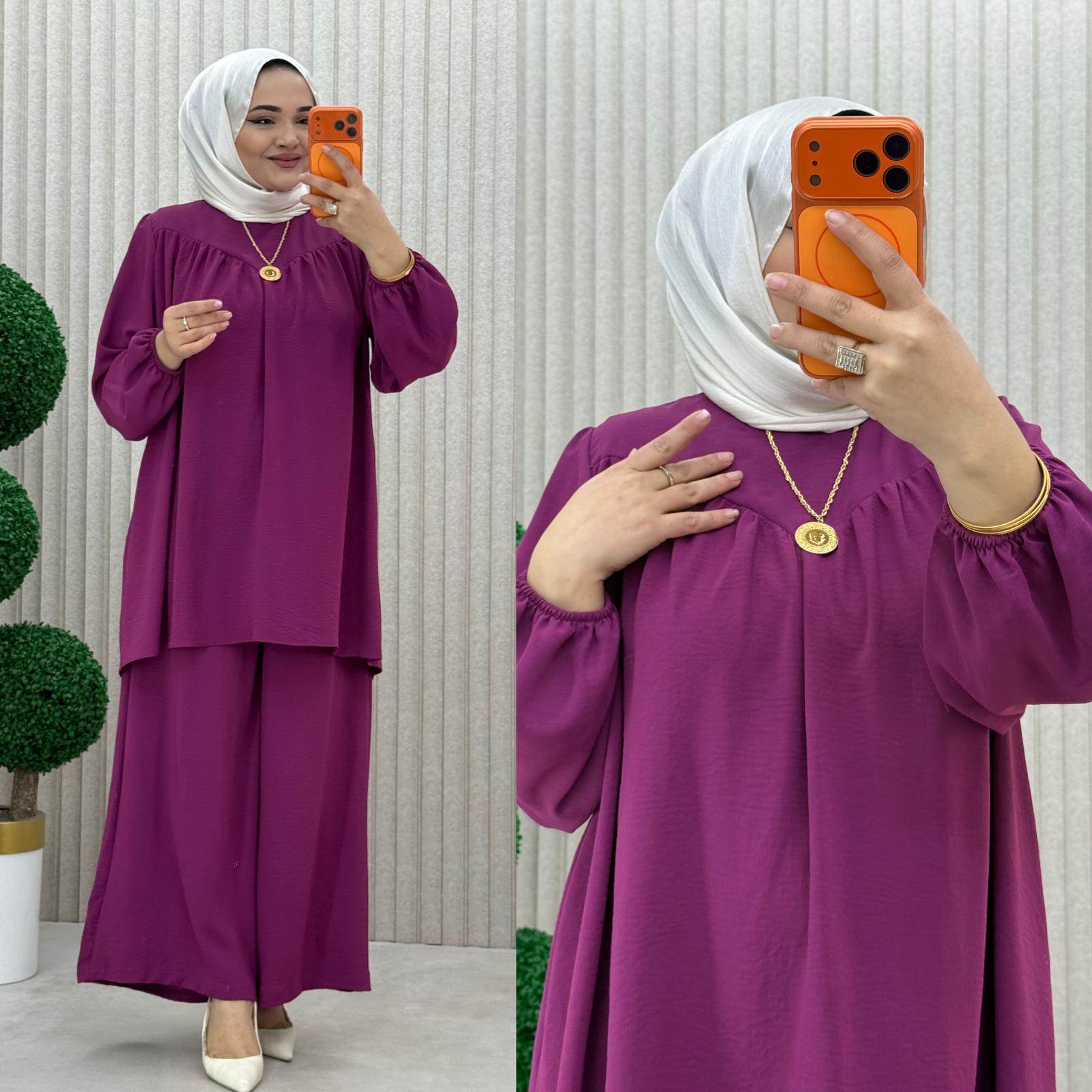 Şevval Ayrobin Kumaş Büyük Beden Pantolonlu Takım - Görsel 8