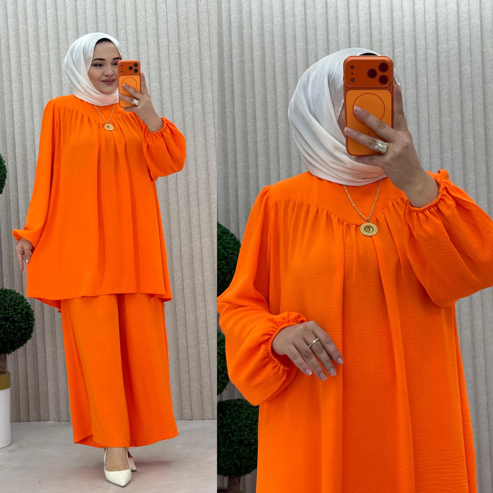 Şevval Ayrobin Kumaş Büyük Beden Pantolonlu Takım - Görsel 13