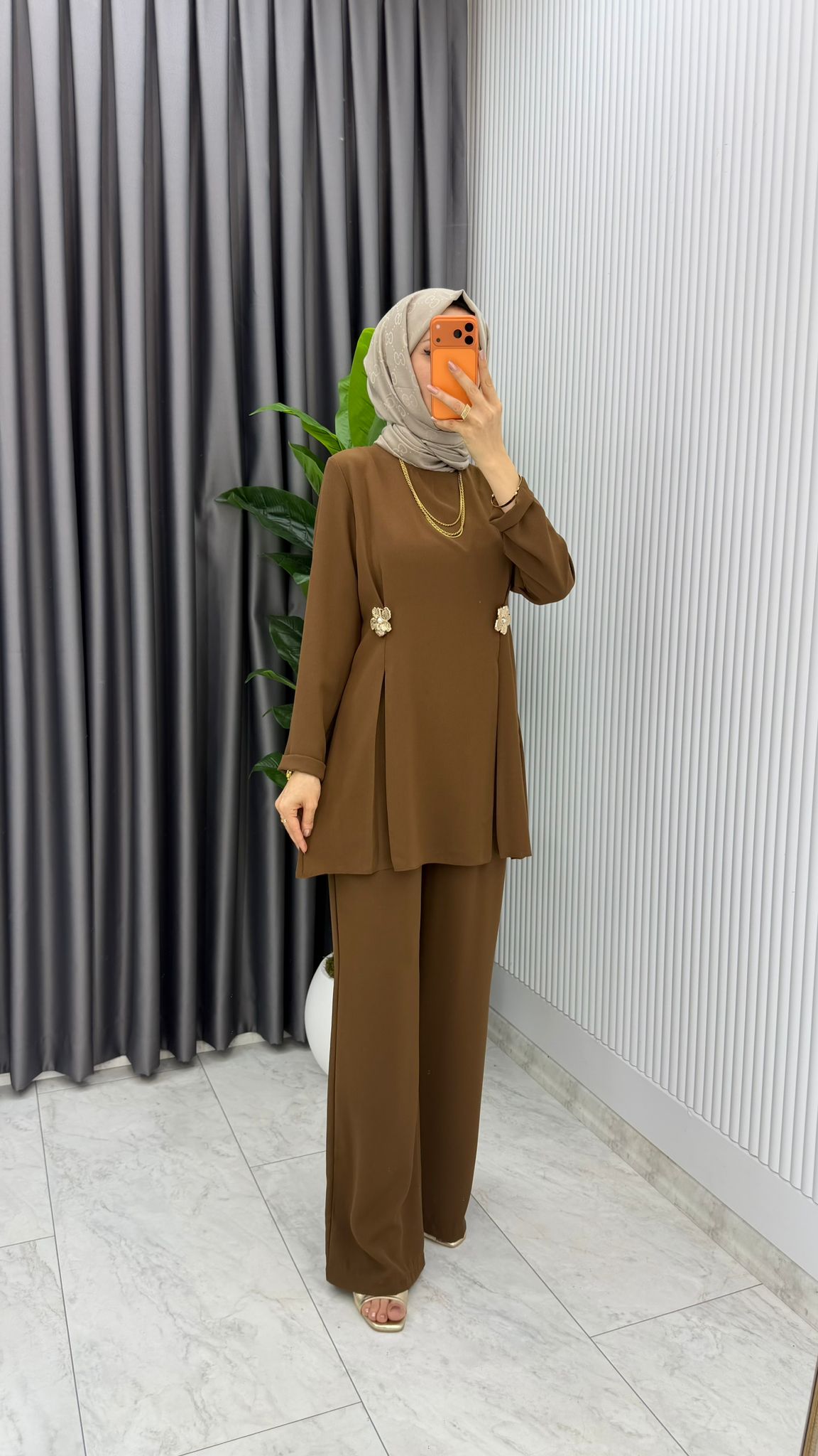 Premium Kardelen Zara Krep Takım - Görsel 16