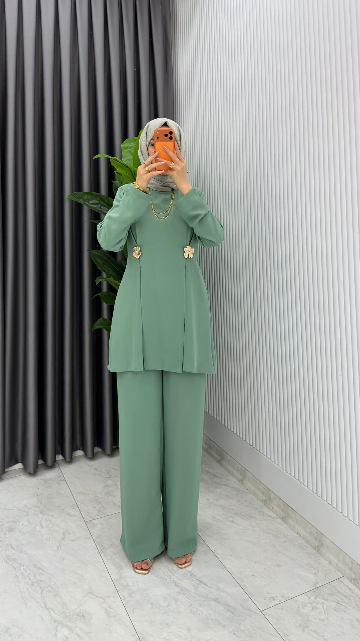 Premium Kardelen Zara Krep Takım - Görsel 6