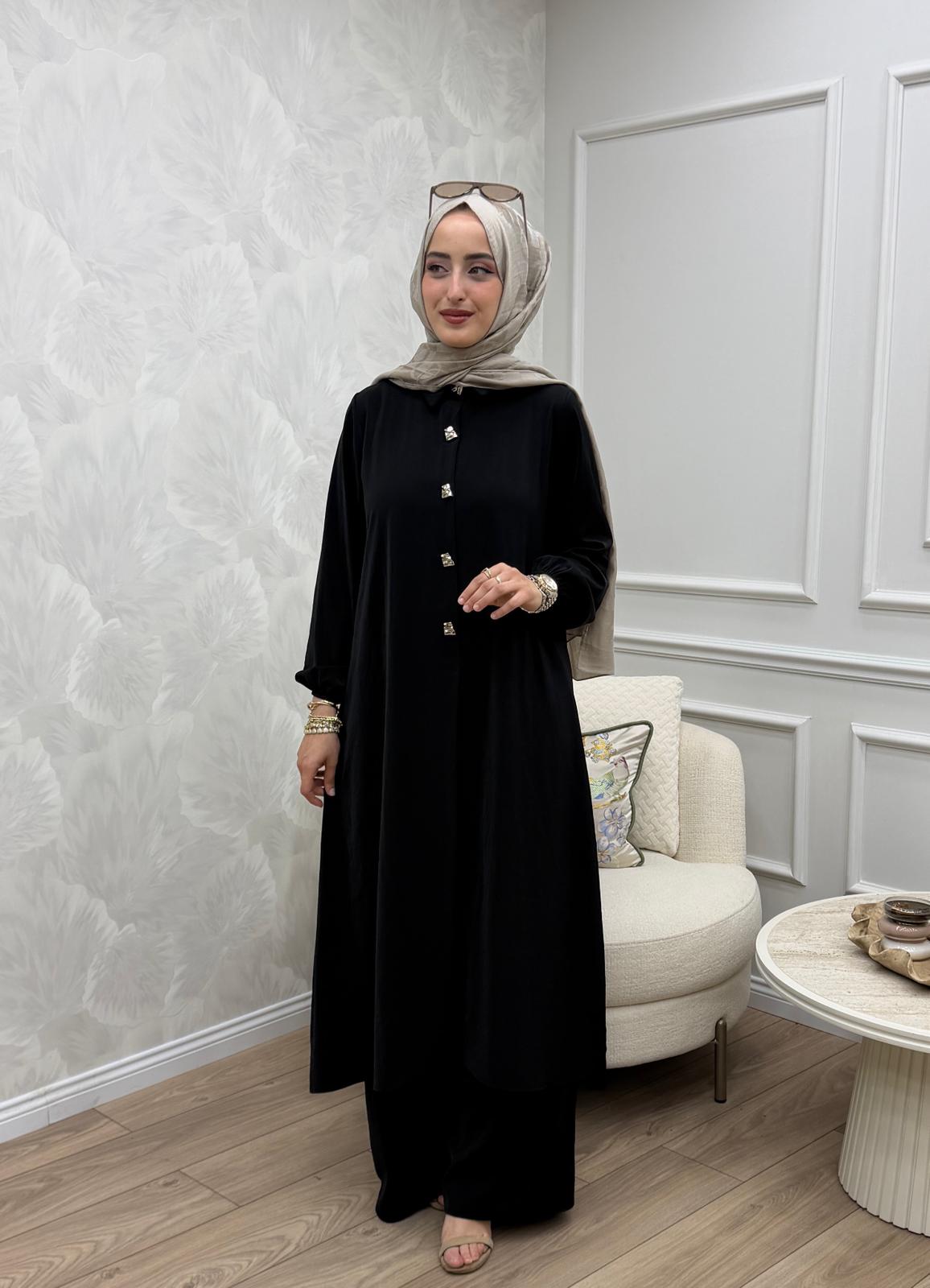 Helen Cupra Kumaş Pantolonlu Tesettür Takım - Görsel 4