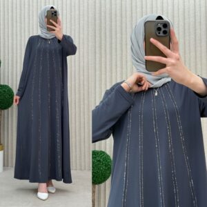 Elina Büyük Beden Kristal Kumaş Elbise