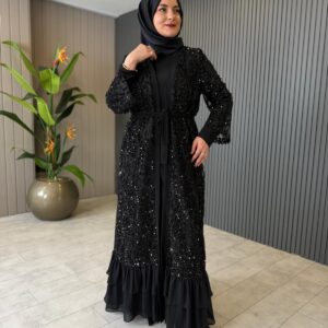 Gülçin Pul Payet Tilda Kumaş Tesettür Abaya Takım