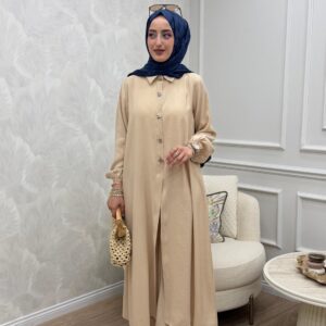 Helen Cupra Kumaş Pantolonlu Tesettür Takım