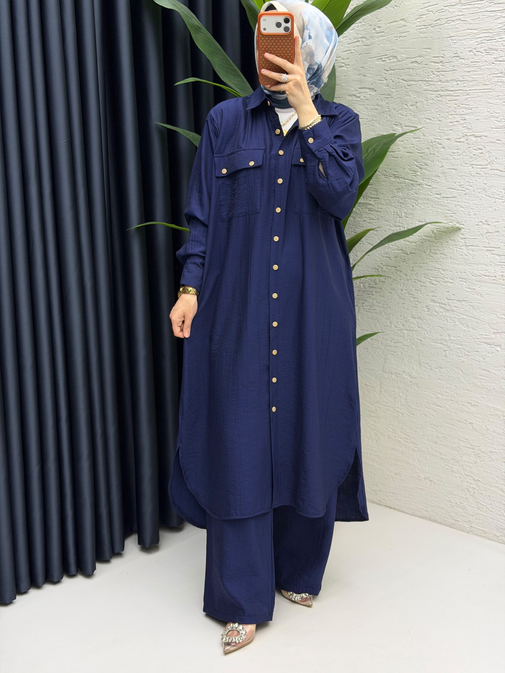 Amine Çilek Kumaş Tunik Pantolon İkili Takım - Görsel 9