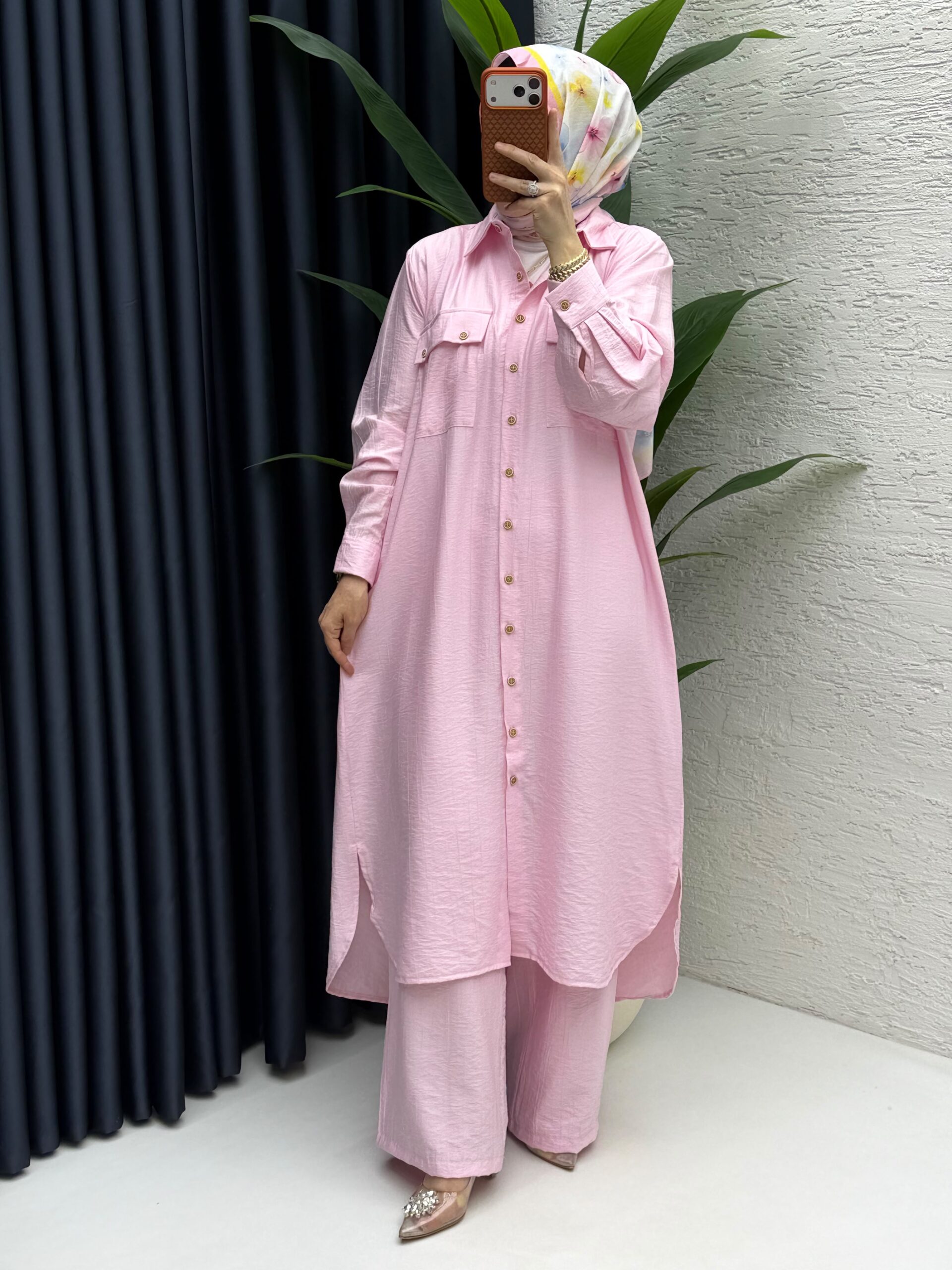 Amine Çilek Kumaş Tunik Pantolon İkili Takım - Görsel 5