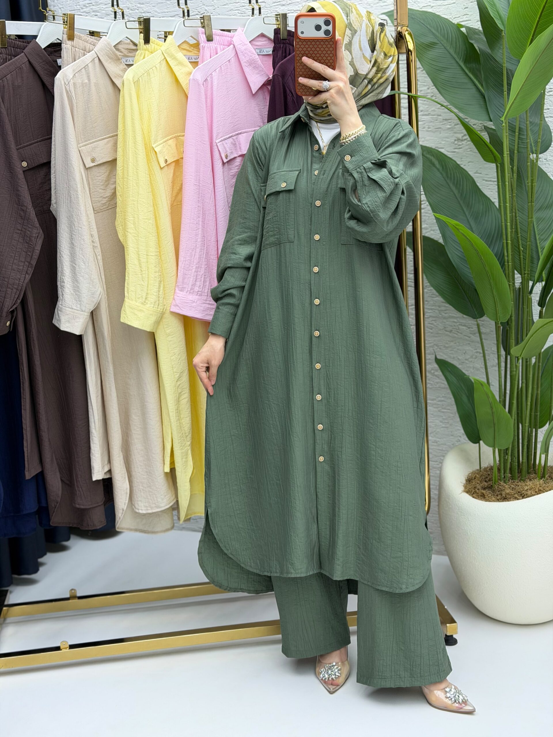 Amine Çilek Kumaş Tunik Pantolon İkili Takım - Görsel 2