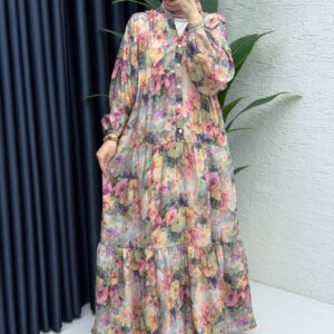 Rose Mango Kumaş Tesettür Elbise